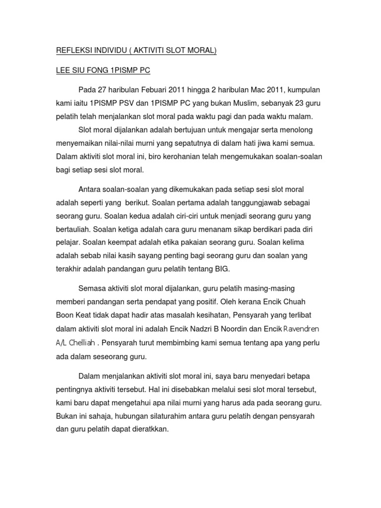 Laporan Slot Moral Bawah Biro Kerohanian Dan Moral Pdf