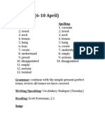 Week 11 (6-10 April) : Vocabulary Spelling