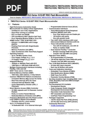 TMS570LS Series 16/32-BIT RISC Flash Microcontroller | PDF