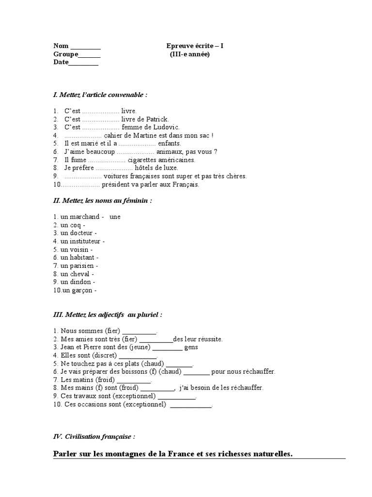 Test 3 FR | PDF | Loisirs
