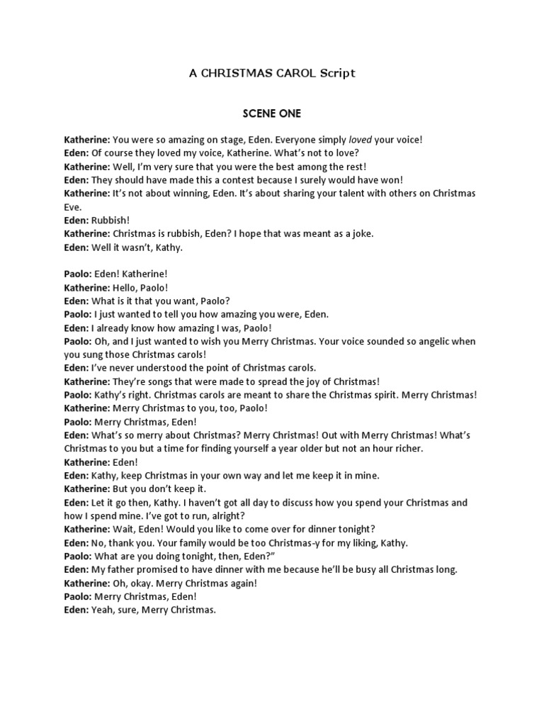 A Christmas Carol Script PDF Ghosts Christmas
