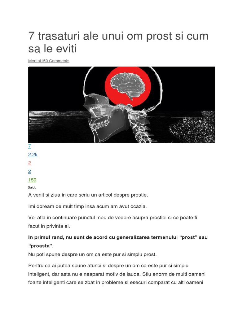7 Trasaturi Ale Unui Om Prost Si Cum Sa Le Eviti | PDF