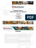 Multiplan Earning Release 3T07 20071113 Eng