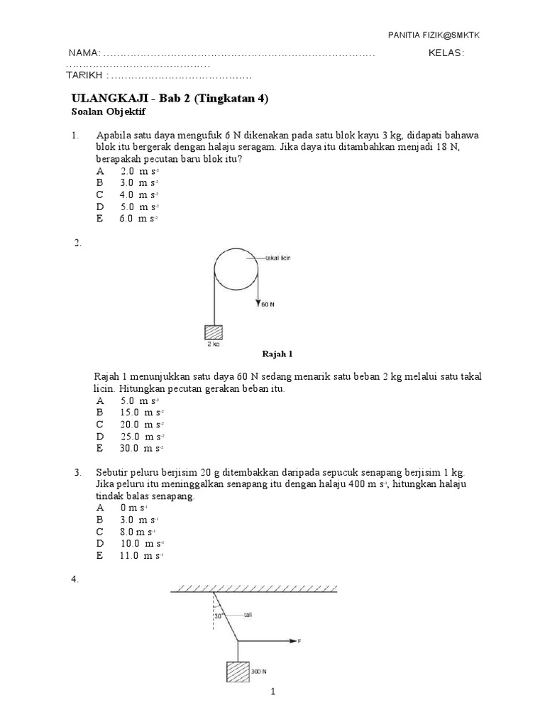 Contoh Soalan Esei Fizik Tingkatan 4 Kssm