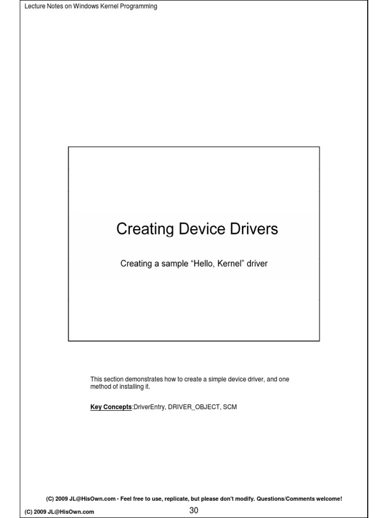 Lecture Notes On Windows Kernel Programming | PDF | Kernel (Operating ...