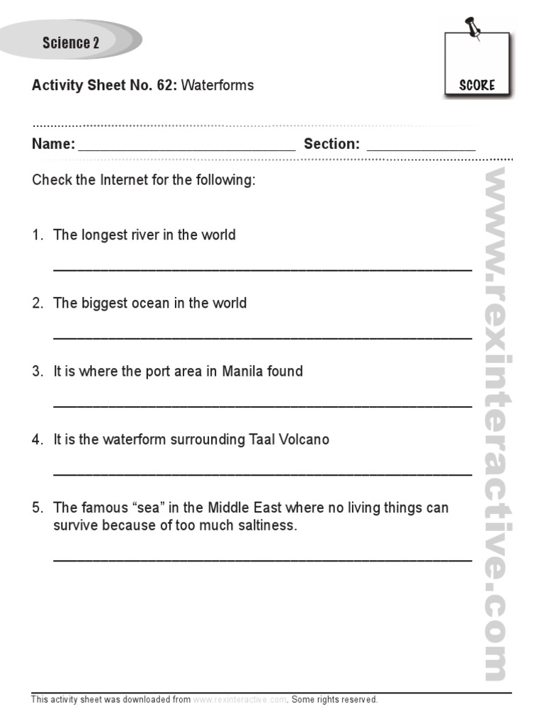 Waterforms Activity Sheet for Science 2 | PDF | Law | Technology ...