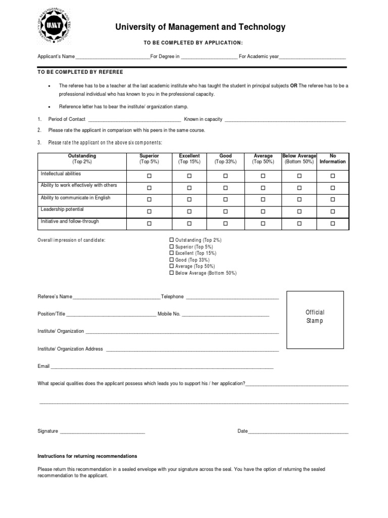 University Reference Letter Template | PDF | Career & Growth
