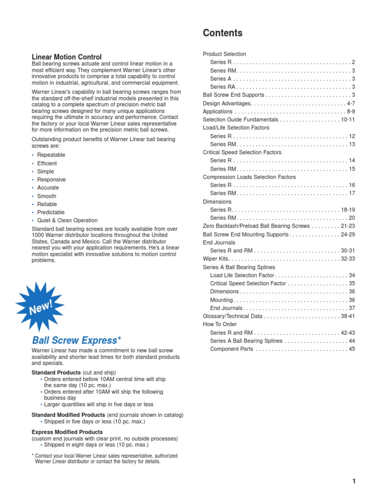 Warner Ball Screws | PDF | Bearing (Mechanical) | Screw