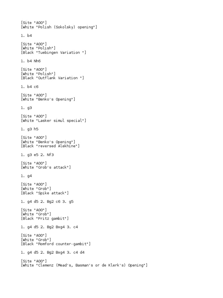 Comprehensive Chess Opening Guide | PDF | Chess Openings