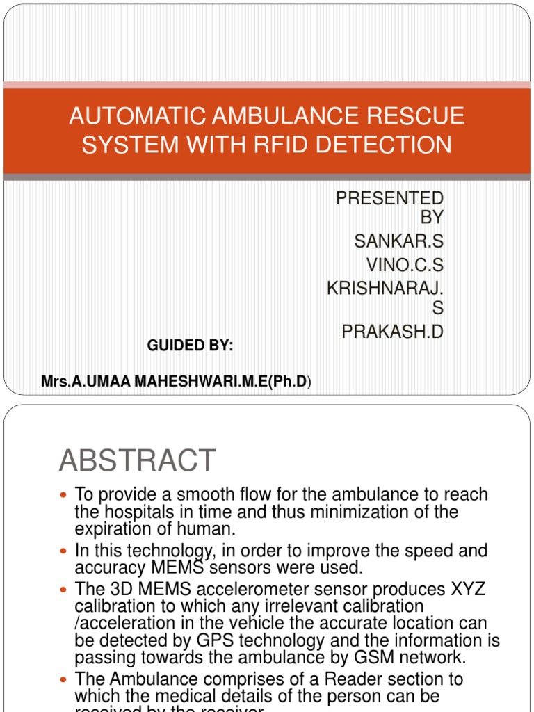 automatic ambulance rescue system ppt Radio Frequency Identification