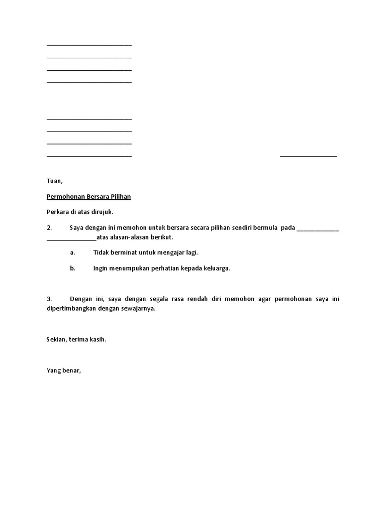 Contoh Surat Bersara Awal / M Ebe0klew 4cm Contoh surat pilihan