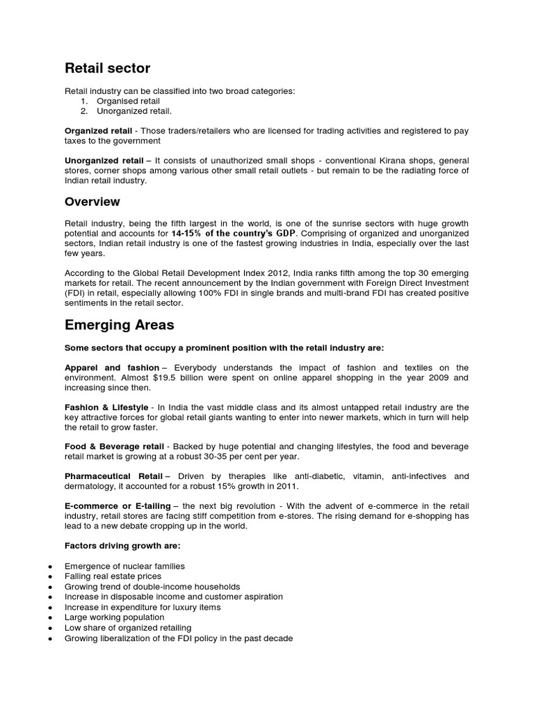 Overview of the Retail Industry in India | PDF | Retail | Supply Chain ...