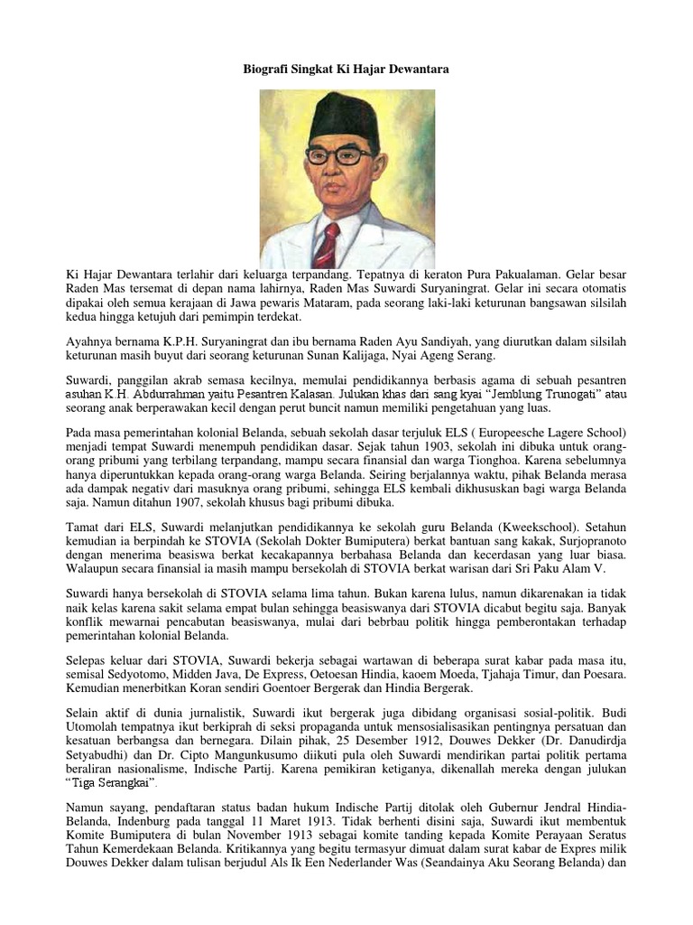 Biografi Singkat Ki Hajar Dewantara
