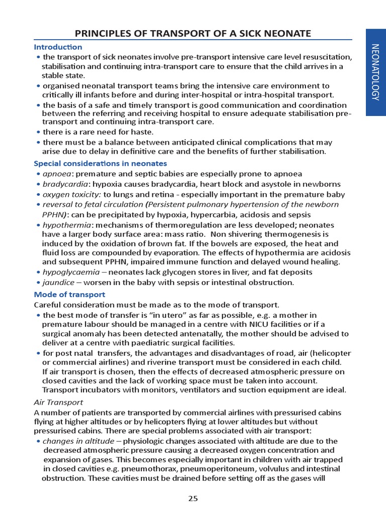 What are newborn transportation principles?