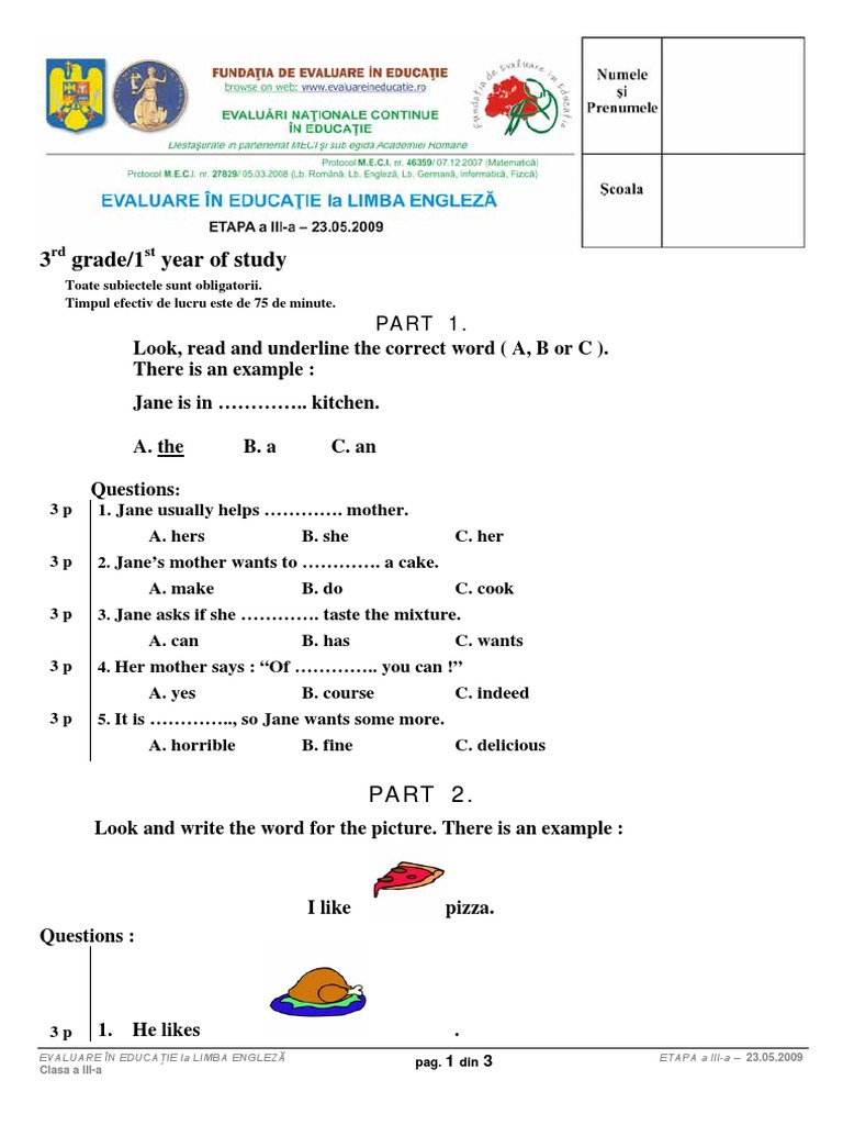 3rd Grade English Assessment Guide | PDF | Language Arts & Discipline ...