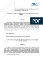 Oxidação de Amônio em Biorreatores de Membranas No Tratamento de Águas PDF