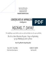 Michael T. Dayao: Certificate of Appreciation