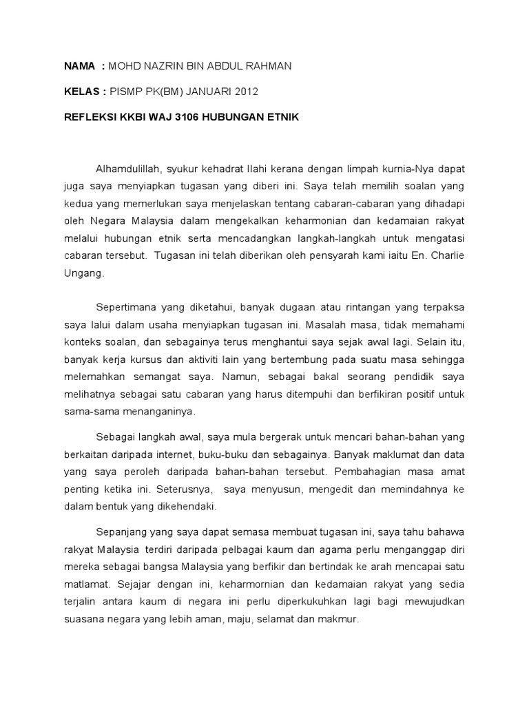 Refleksi Hubungan Etnik Yen Pdf