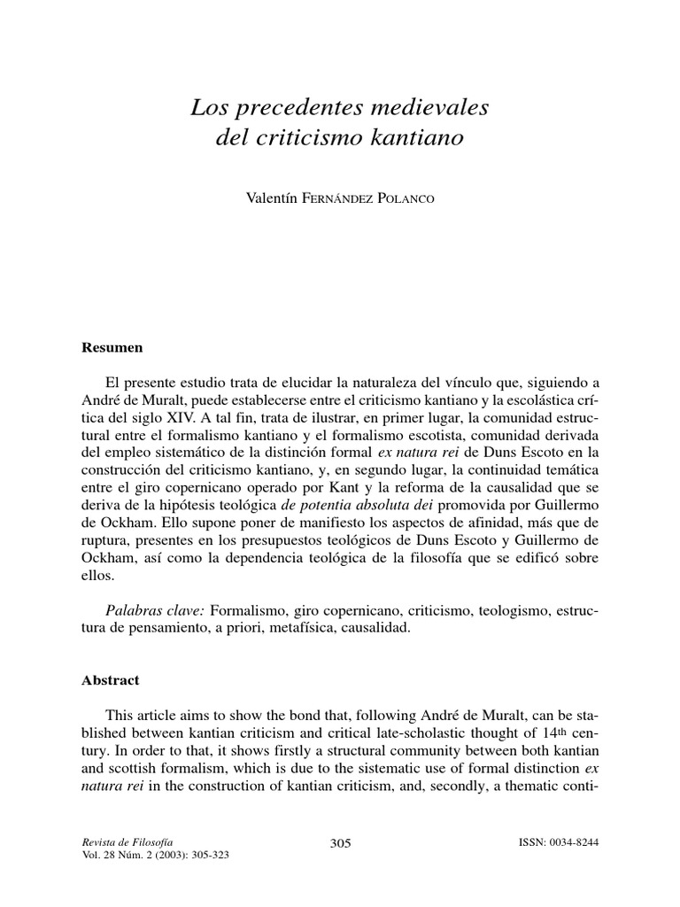 Revista de Filosofia - Kant Criticismo y Formalismo Kantiano
