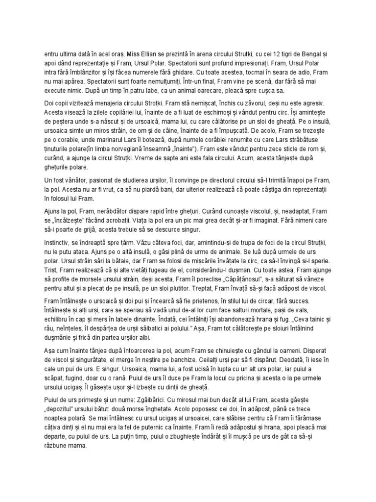 Rezumat Fram Ursul Polar Scurt Fram Ursul Polar - Rezumat | PDF
