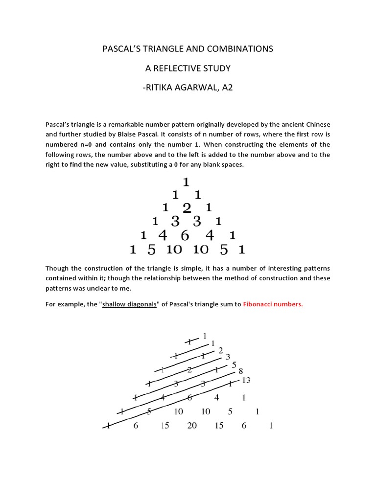 Exploring Pascal's Triangle Combinations | PDF | Probability ...
