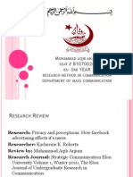 M # B1070026 - 3 Year: Uhammad Aqib Anjum Seat BS RD Research Method IN Communication Department OF Mass Communication