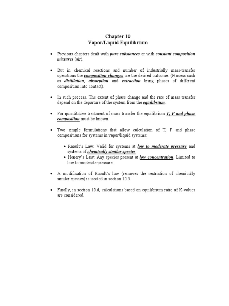 Vapor Liquid Equilibrium PDF Phase (Matter) Distillation