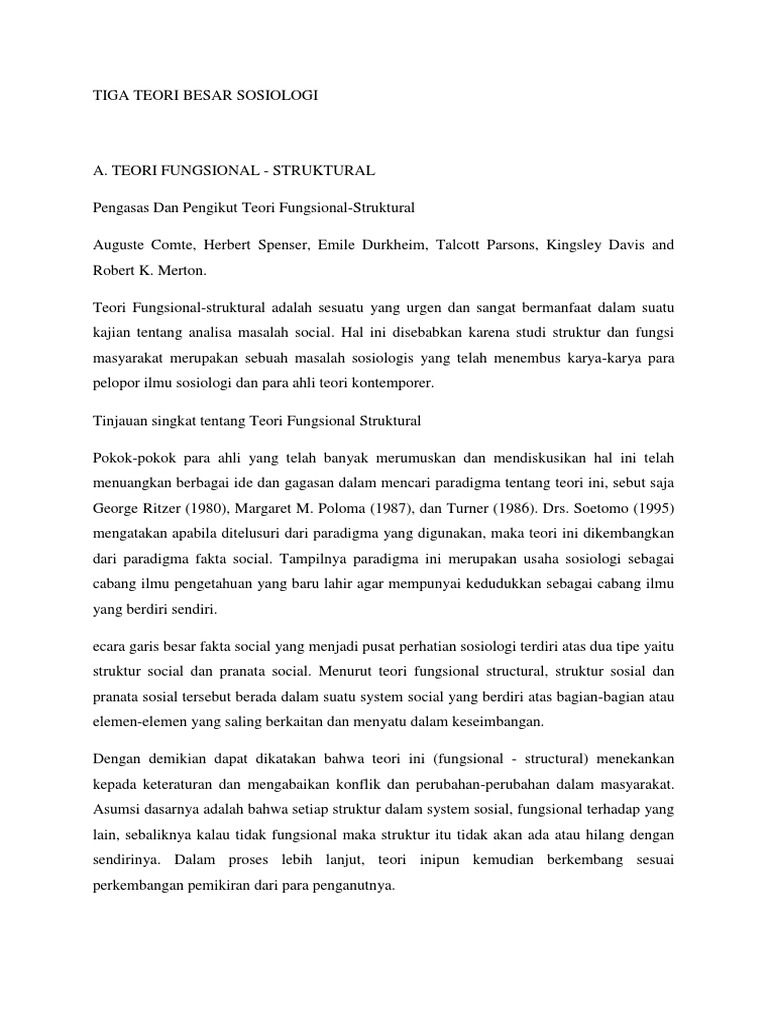 3 Tiga Teori Besar Sosiologi Pdf