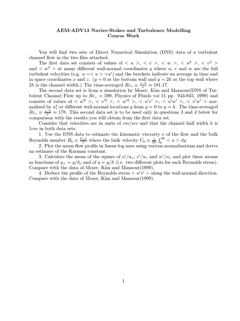 Turbulence Modelling Course Work | PDF