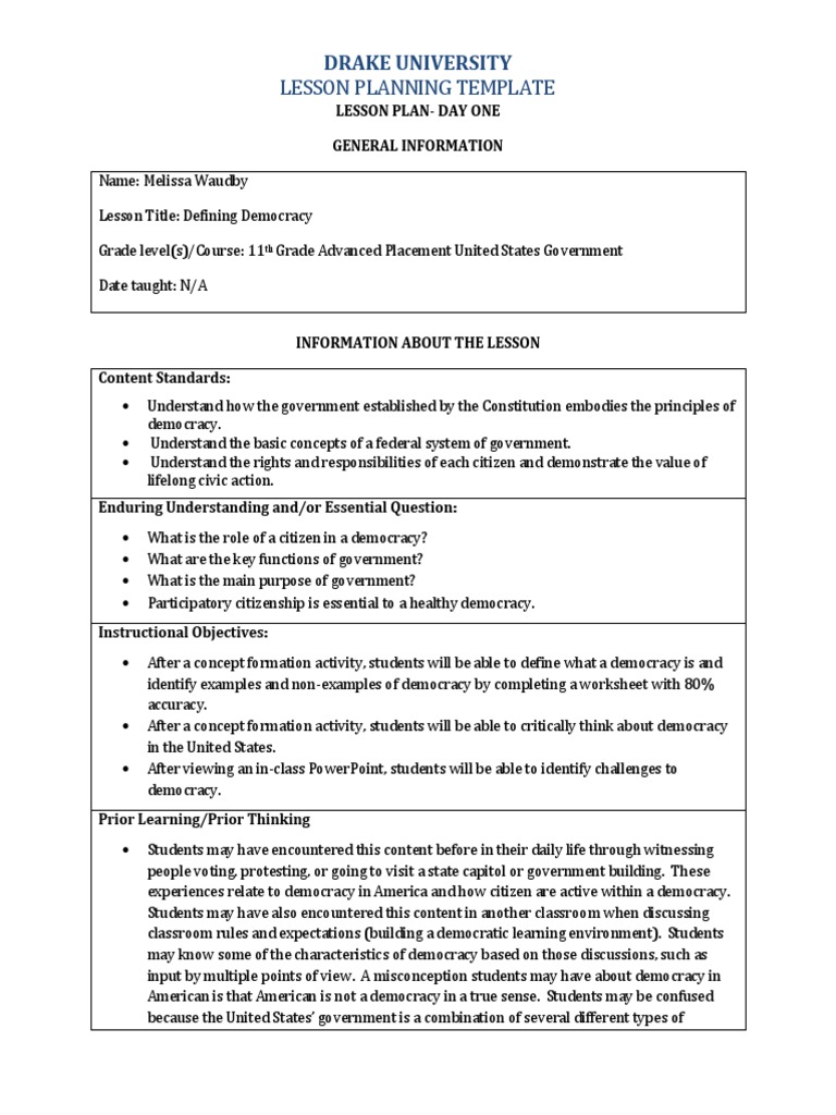 Waudby Civicslessonplan Educational Assessment Understanding