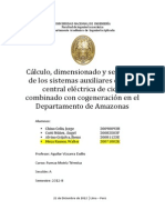 (MN153) Cálculo Dimensionado y Selección de Los Sistemas Auxiliares Una Central Eléctrica de Ciclo Combinado Con Cogeneracion en La Provincia de Amazonas FINAL
