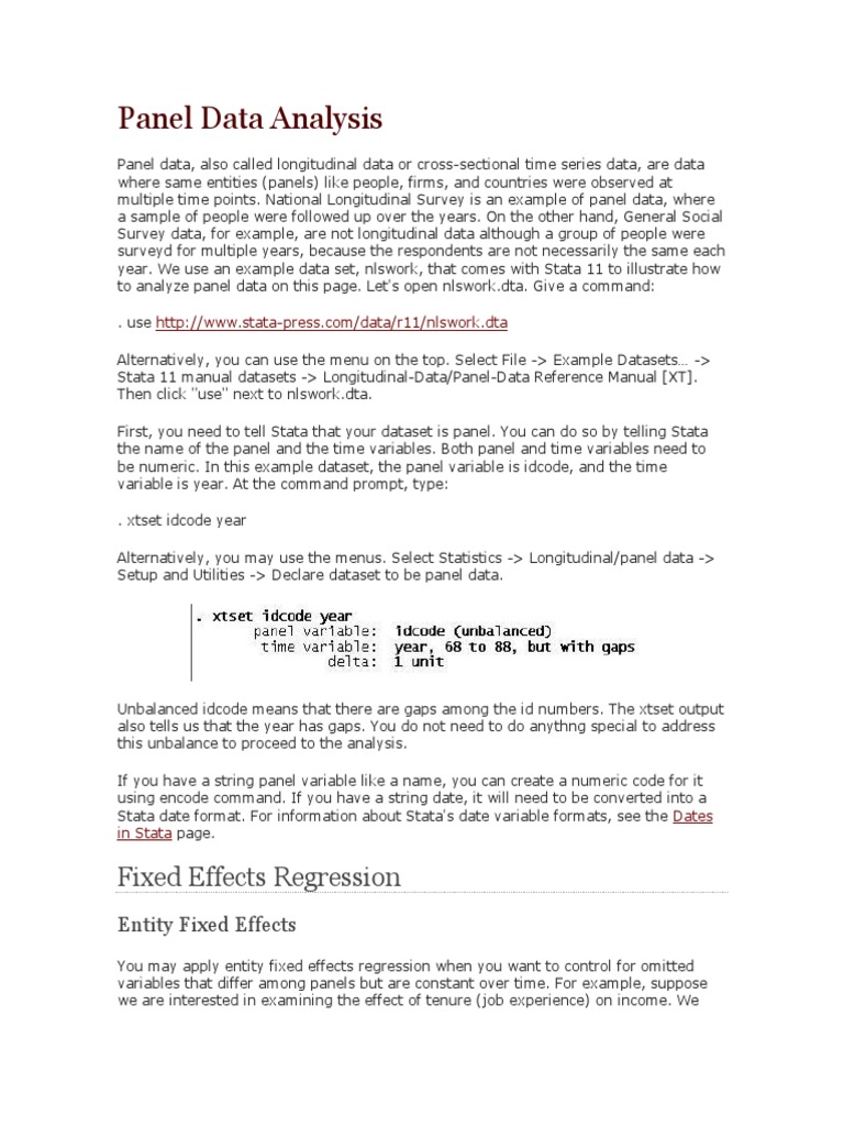 Panel Data Analysis Pdf Fixed Effects Model Dummy Variable