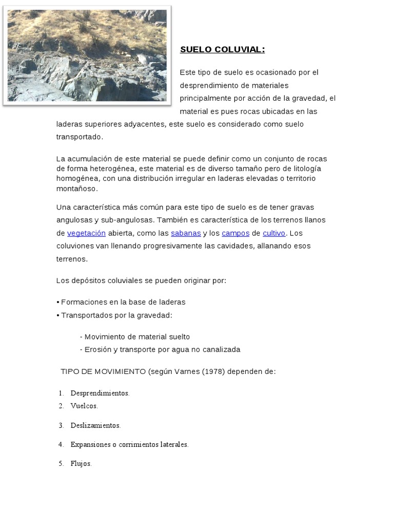 Definición y características del suelo coluvial | PDF | Ciencia y ...