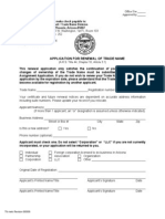 Application For Renewal of Trade Name