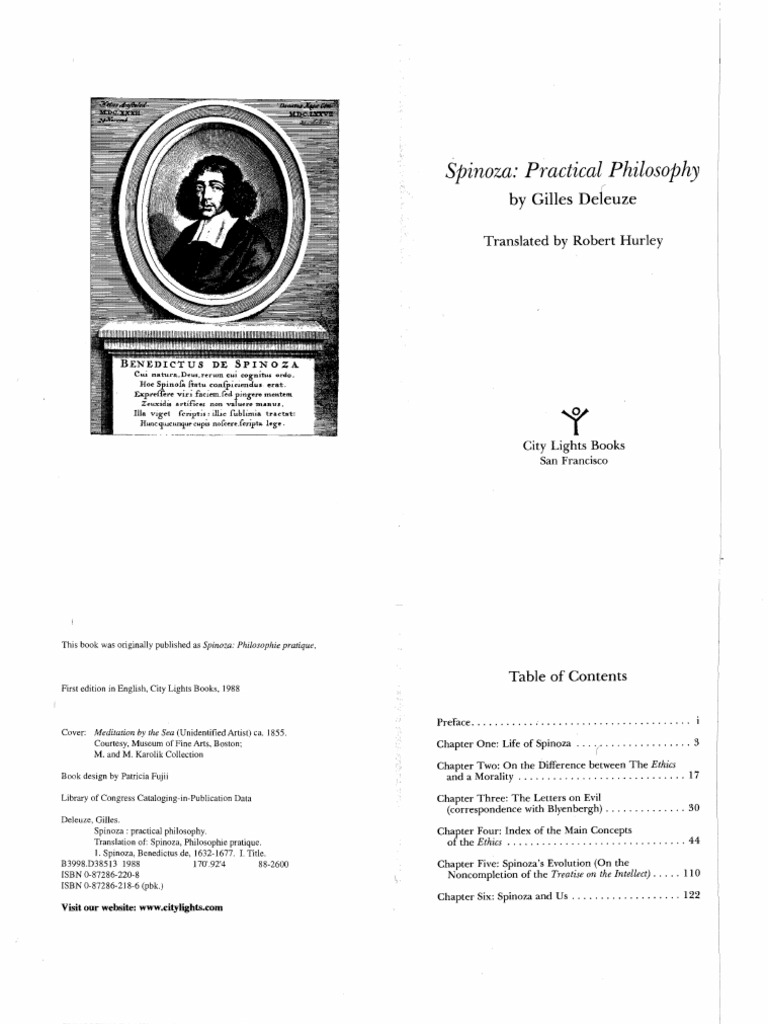 Deleuze Spinoza Practical Philosophy Baruch Spinoza Metaphysics