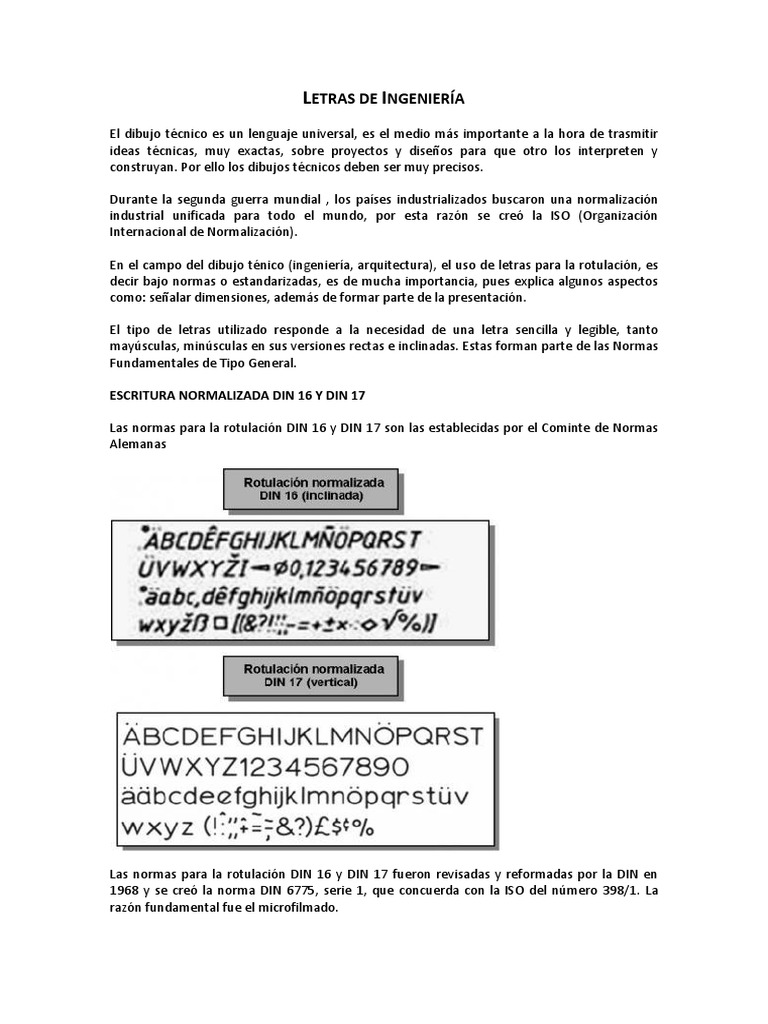 Normas de Letras en Dibujo Técnico | PDF | Dibujo | Organización ...
