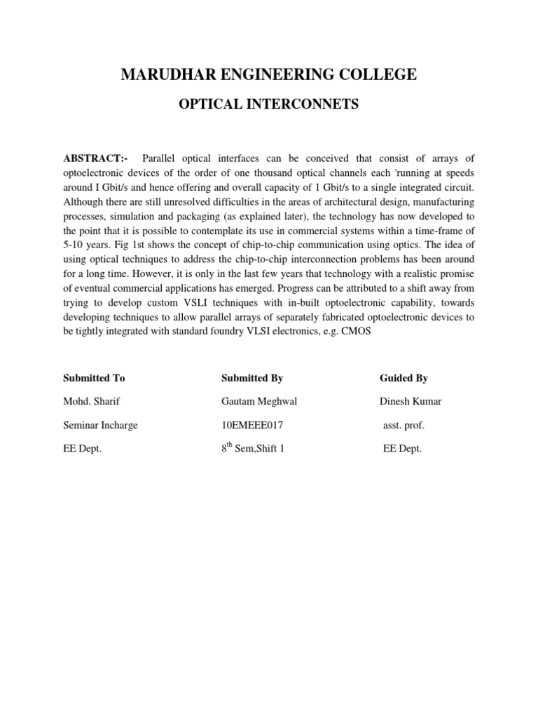 Optical Interconnects in Engineering | PDF | Computers