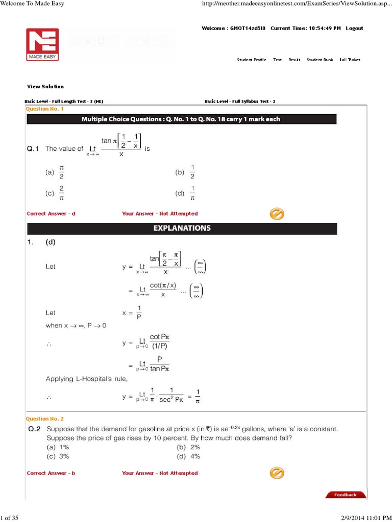 Basic Level - Full Length Test - 2 (ME) | PDF | Copyright Law | Law