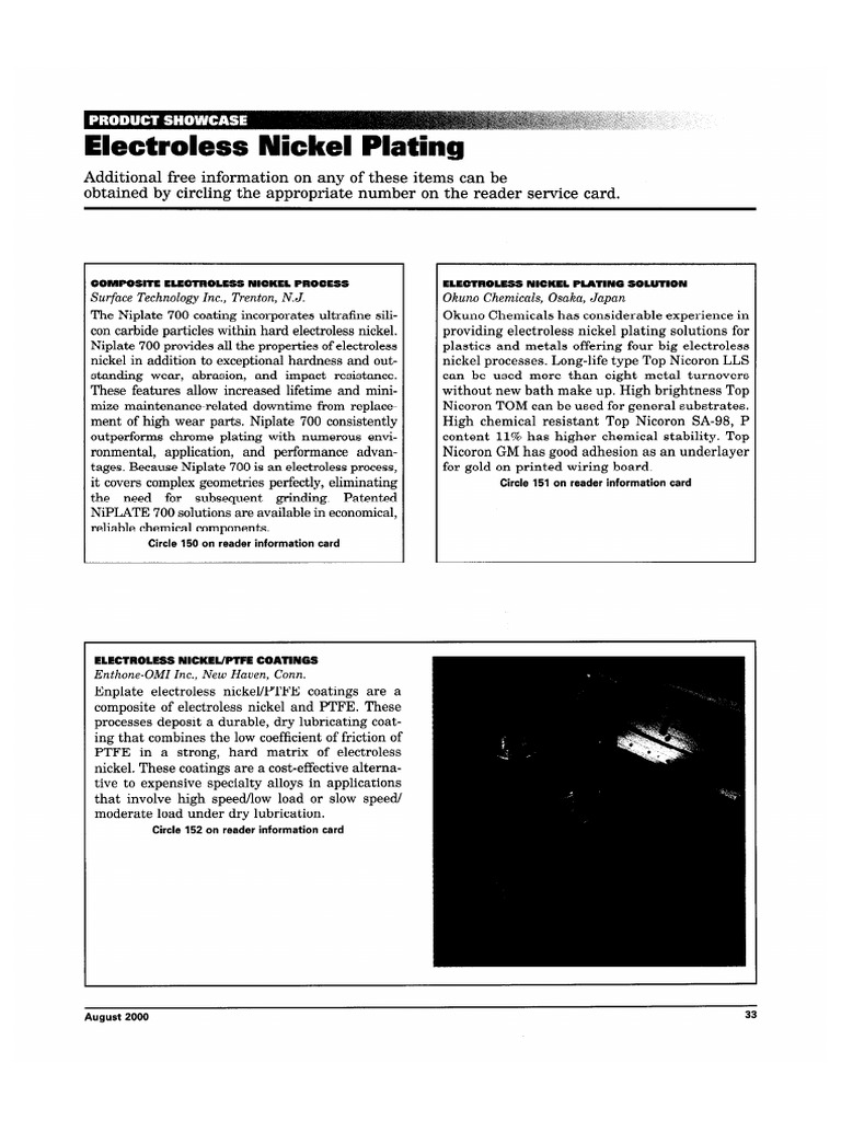 Electroless Nickel Plating Solutions | PDF