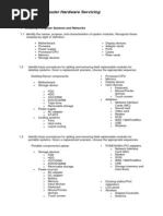 Topics in Computer Hardware Servicing A. Hardware: 1. Installing Computer Systems and Networks