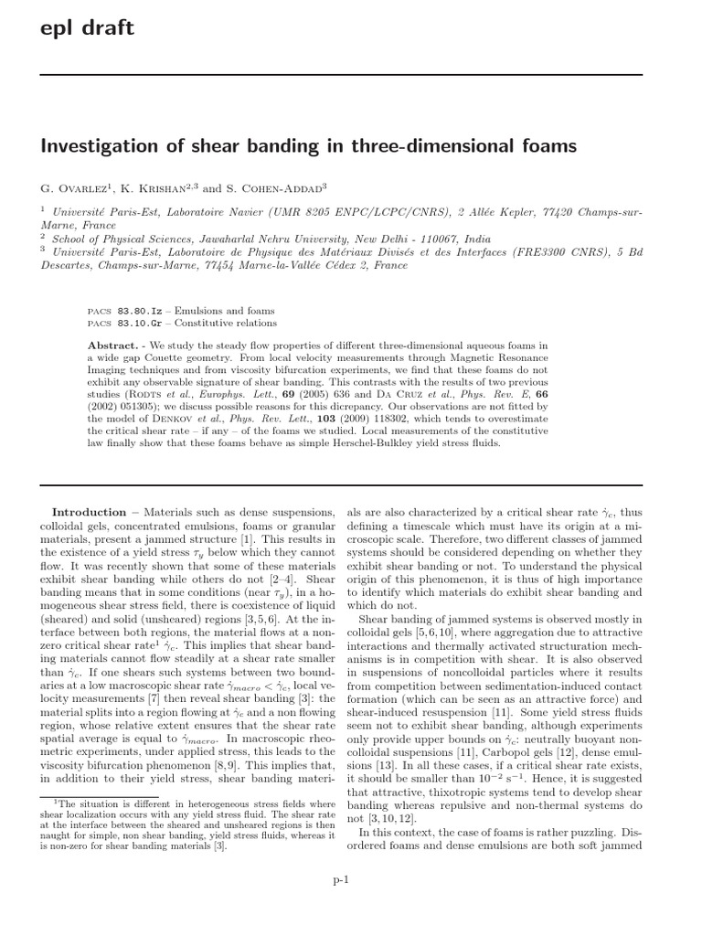 Shear Banding in 3D Aqueous Foams | PDF | Shear Stress | Foam