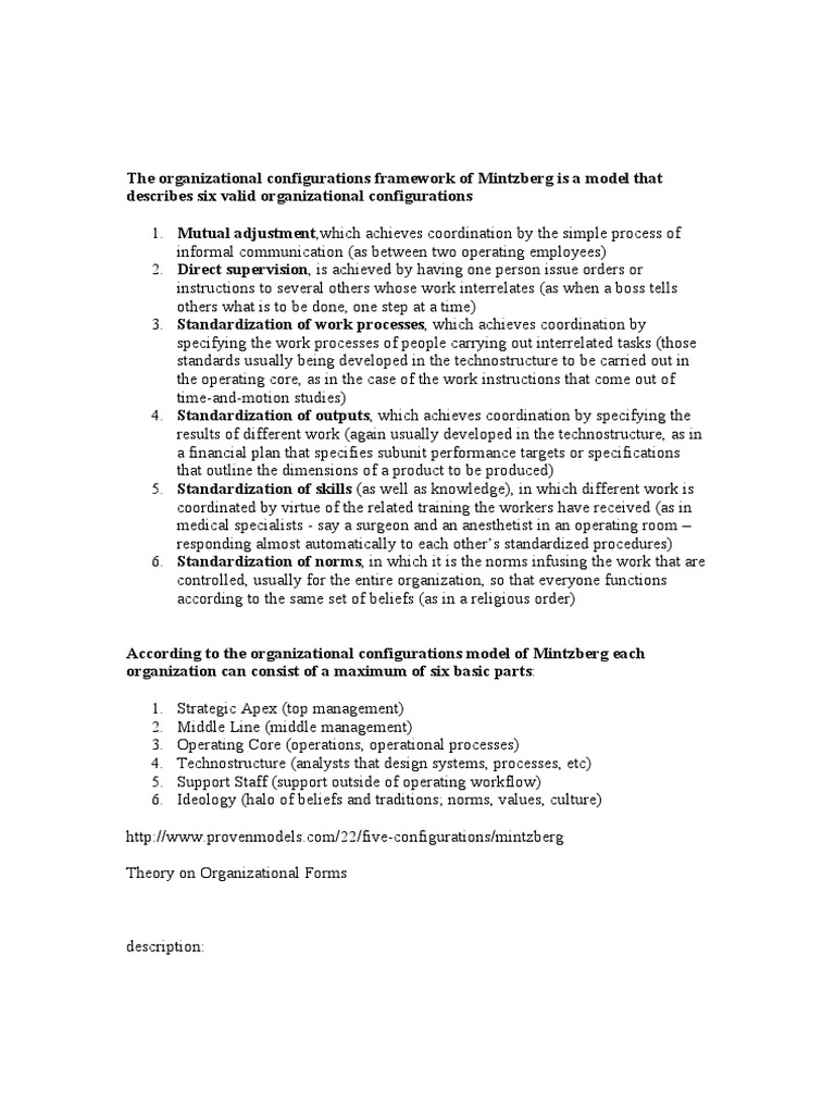 MINTZBERG ORGANIZATIONAL STRUCTURE EXAMPLES visual data 3