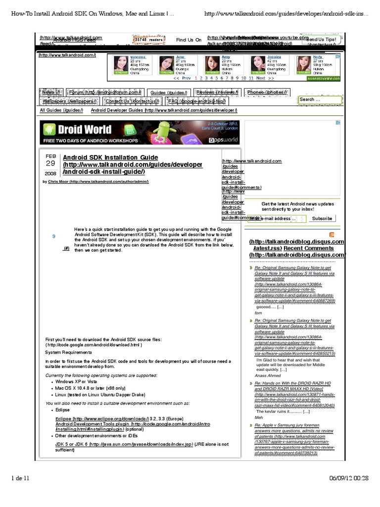 Android SDK Setup Guide | PDF | Eclipse (Software) | Android (Operating ...