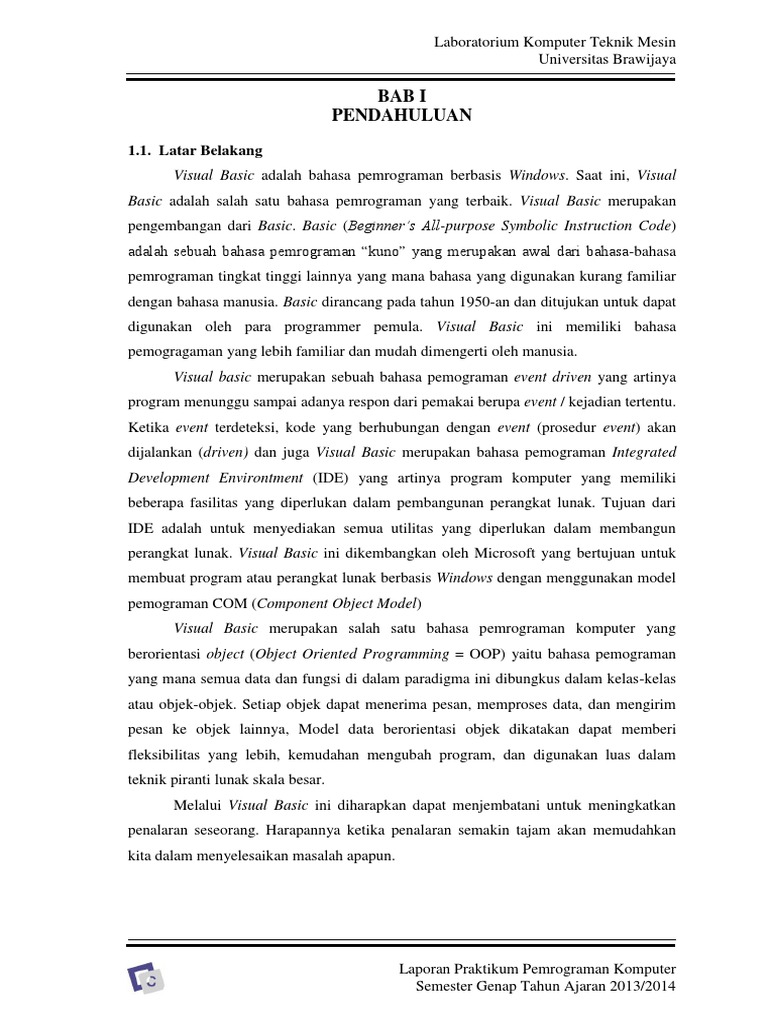 Laporan Labkomp Visual Basic Dasar Teori