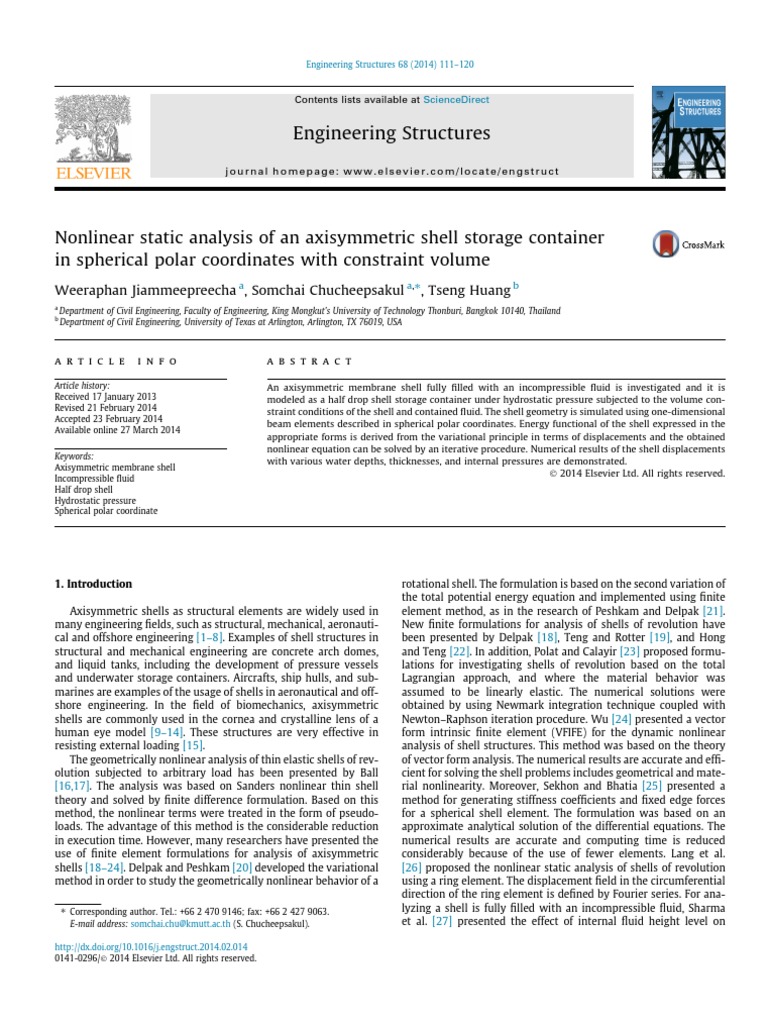 Nonlinear Analysis of Axisymmetric Shells | PDF | Deformation ...