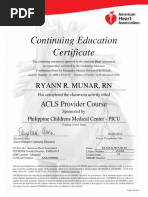 Acls Certificate Pdf