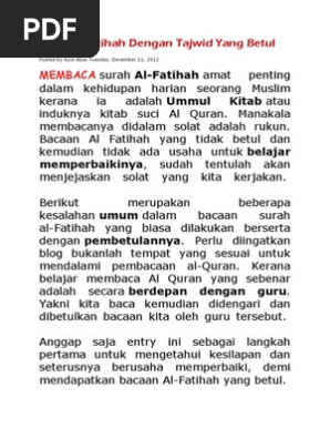 Baca Al Fatihah Dengan Tajwid Yang Betul Pdf