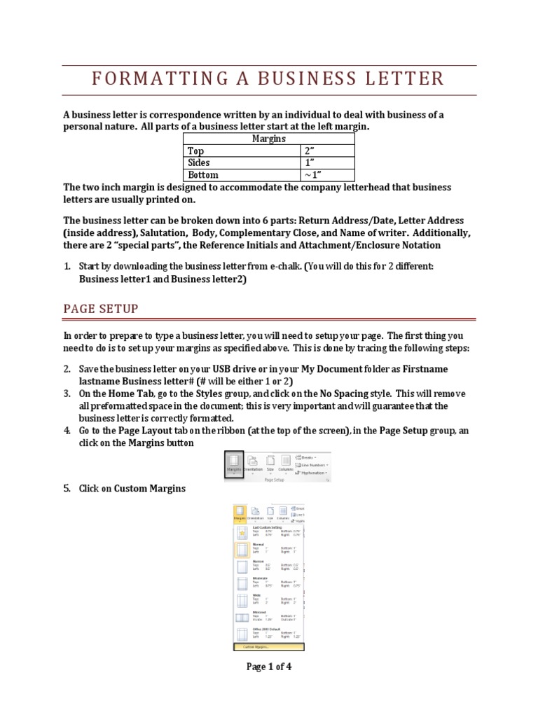 Formatting A Business Letter | PDF | Text | Software