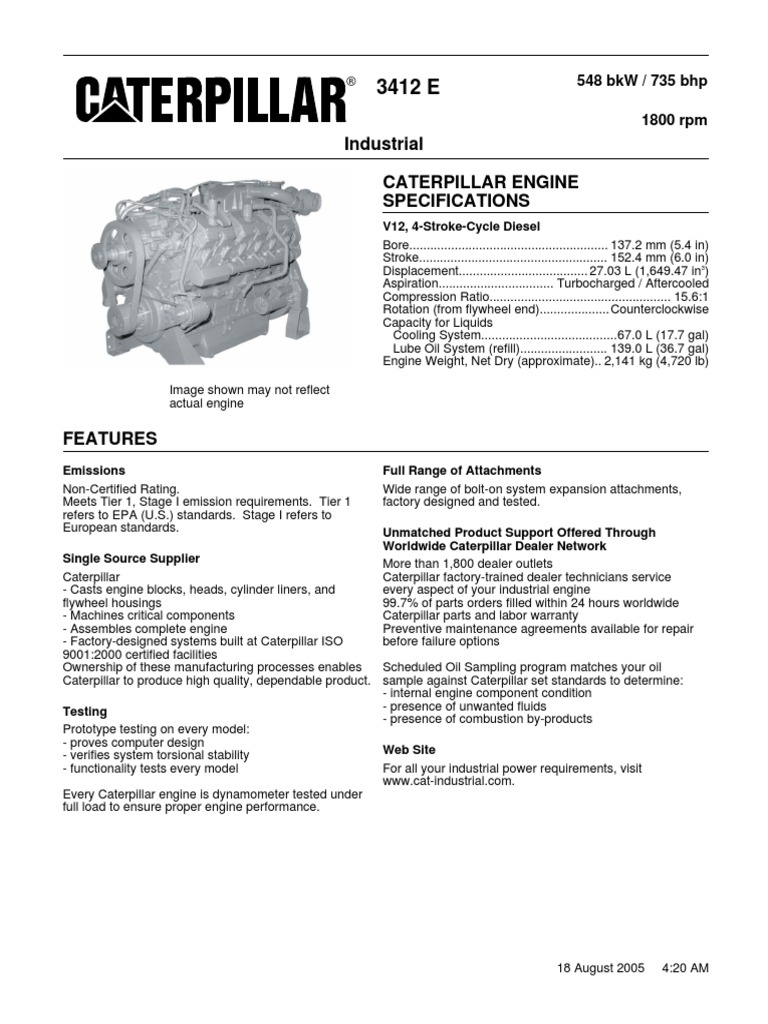 Cat 3412e engines turbocharger