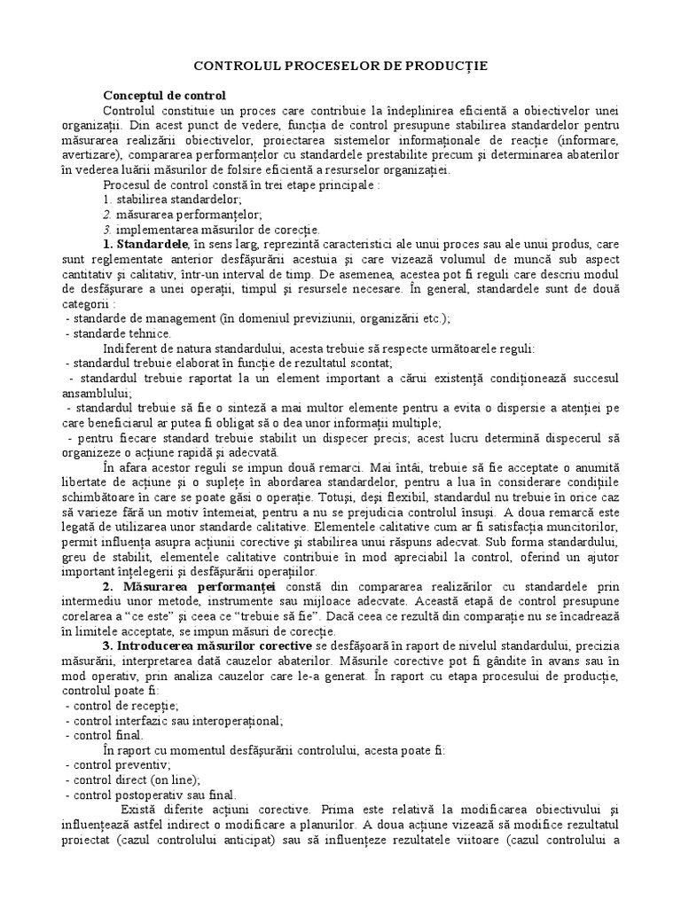 Controlul Proceselor de Productie | PDF